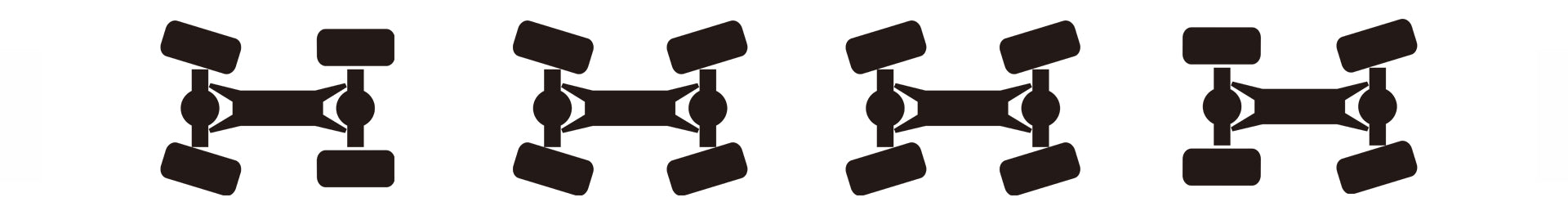 Redcat official illustration of front, four-wheel, crab and rear steering arrangements