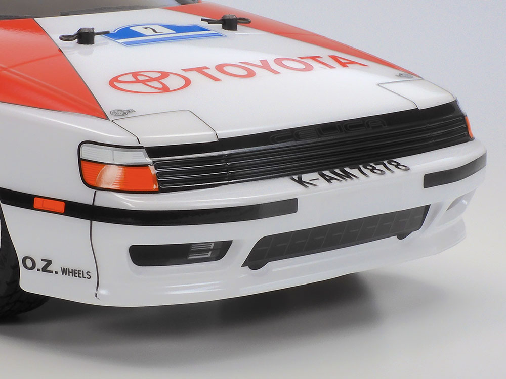 Tamiya official nose detail: front markings and light representation on a completed example. Confirm actual regional body finish.